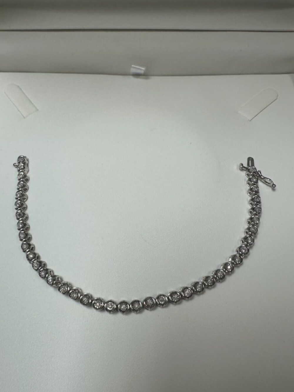 Vintage Sterling Silver & Diamond Tennis Bracelet